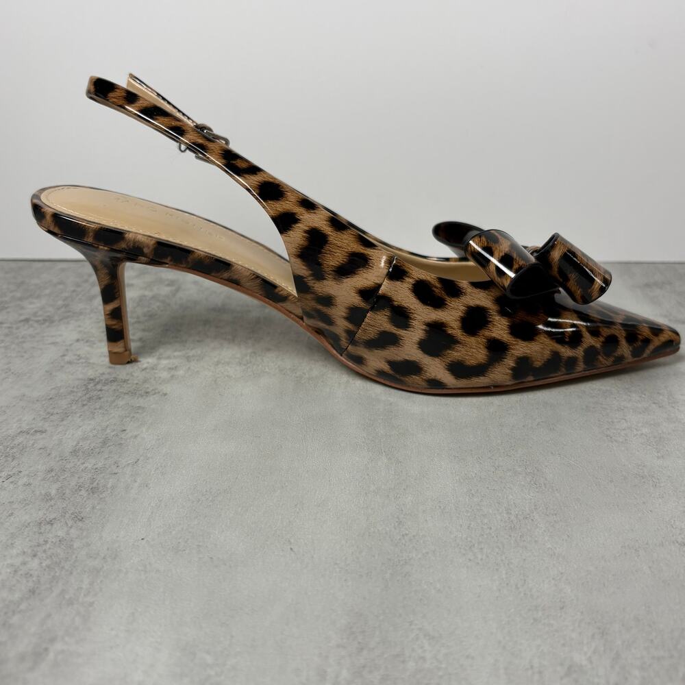 Marc Fisher Women's 9M Allon Slingback Pumps Leopard Print Patent Pointed Toe - Picture 7 of 14